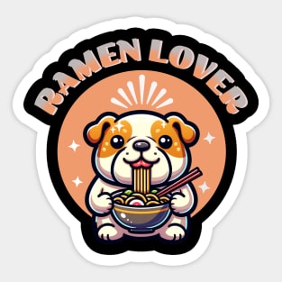 Cute Bulldog Eating Ramen Sticker